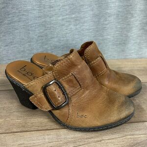 b.o.c. Women's Brown Leather Buckle Mules born concepts size 8
